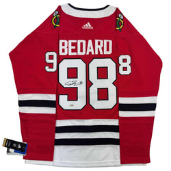 Autographed/Signed Connor Bedard Chicago Blackhawks Red Hockey Jersey PSA COA (ONLINE ORDER ONLY)