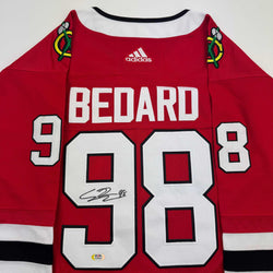 Autographed/Signed Connor Bedard Chicago Blackhawks Red Hockey Jersey PSA COA (ONLINE ORDER ONLY)