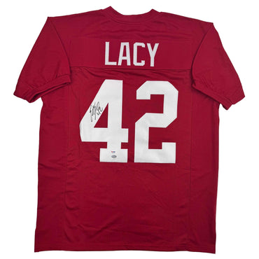 Autographed/Signed Eddie Lacy Alabama Red College Football Jersey PSA COA (ONLINE ORDER ONLY)