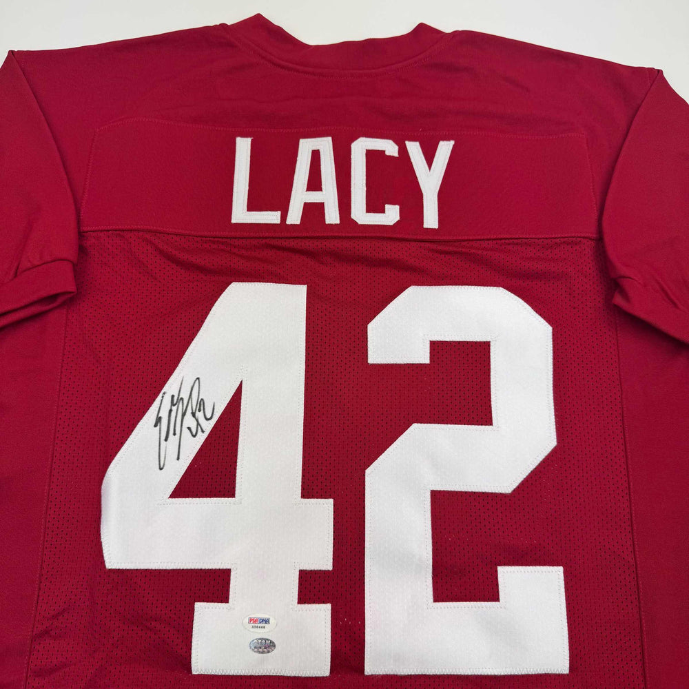 Autographed/Signed Eddie Lacy Alabama Red College Football Jersey PSA COA (ONLINE ORDER ONLY)