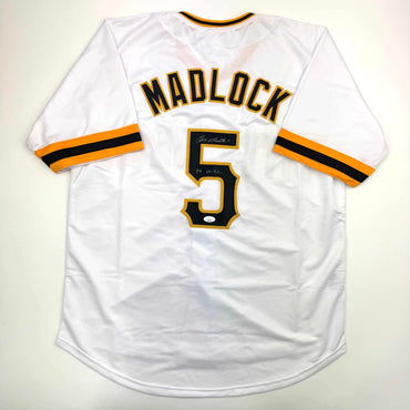 Autographed/Signed Bill Madlock Pittsburgh White Baseball Jersey JSA COA (ONLINE ORDER ONLY)