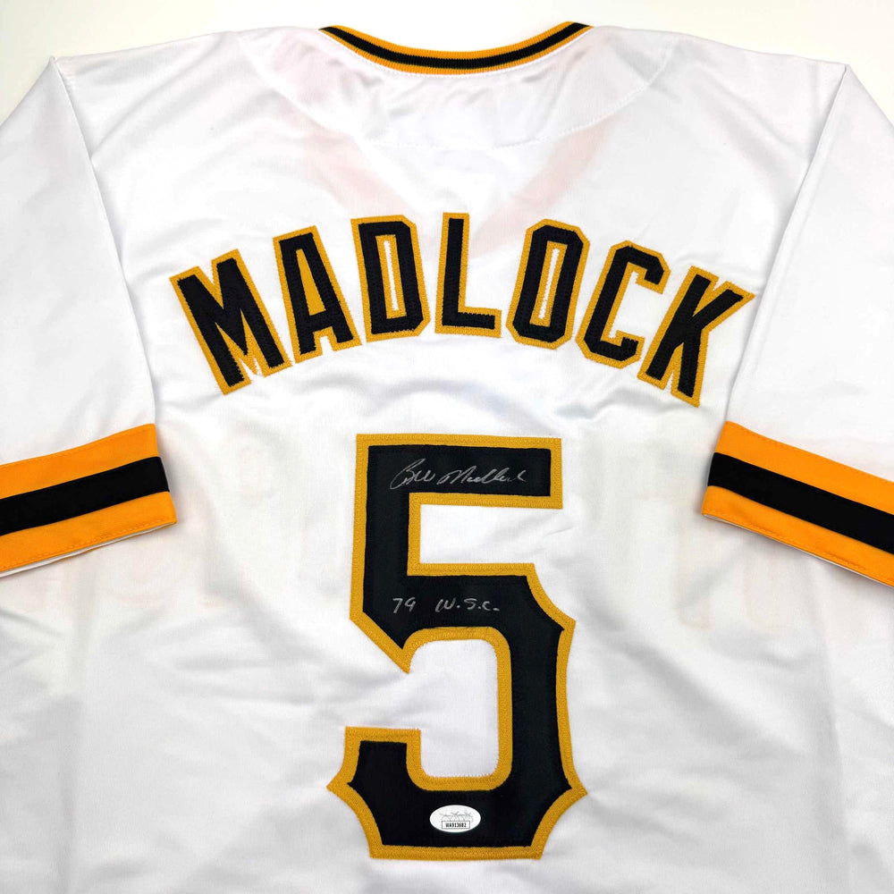 Autographed/Signed Bill Madlock Pittsburgh White Baseball Jersey JSA COA (ONLINE ORDER ONLY)