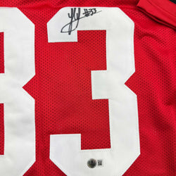 Autographed/Signed Jack Sawyer Ohio State Red College Football Jersey Beckett BAS COA (ONLINE ORDER ONLY)