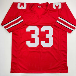 Autographed/Signed Jack Sawyer Ohio State Red College Football Jersey Beckett BAS COA (ONLINE ORDER ONLY)