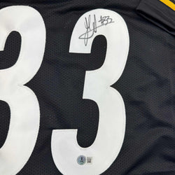 Autographed/Signed Jack Sawyer Pittsburgh Black Football Jersey Beckett BAS COA (ONLINE ORDER ONLY)