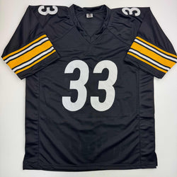 Autographed/Signed Jack Sawyer Pittsburgh Black Football Jersey Beckett BAS COA (ONLINE ORDER ONLY)