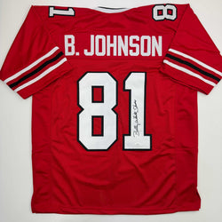 Autographed/Signed Billy White Shoes Johnson Atlanta Red Football Jersey JSA COA (ONLINE ORDER ONLY)