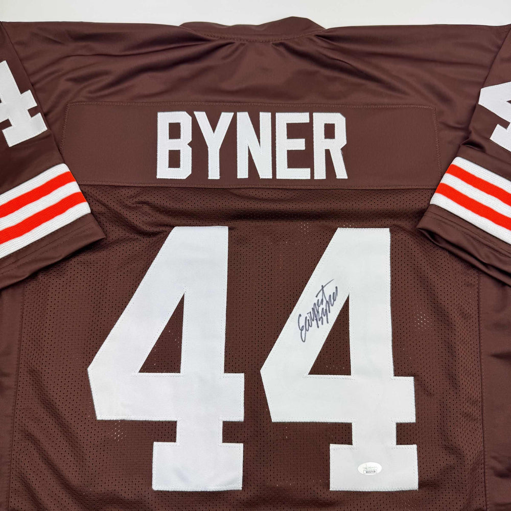 Autographed/Signed Earnest Byner Cleveland Brown Football Jersey JSA COA (ONLINE ORDER ONLY)