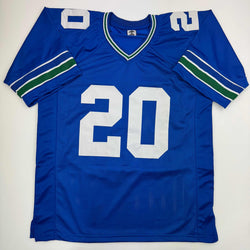 Autographed/Signed Julian Love Seattle Blue Retro Football Jersey JSA COA (ONLINE ORDER ONLY)