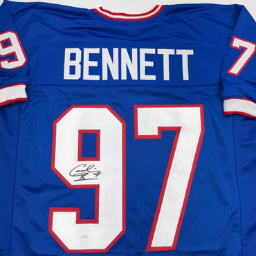 Autographed/Signed Cornelius Bennett Buffalo Blue Football Jersey JSA COA (ONLINE ORDER ONLY)