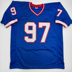 Autographed/Signed Cornelius Bennett Buffalo Blue Football Jersey JSA COA (ONLINE ORDER ONLY)