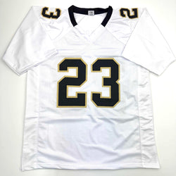 Autographed/Signed Pierre Thomas New Orleans White Football Jersey JSA COA (ONLINE ORDER ONLY)