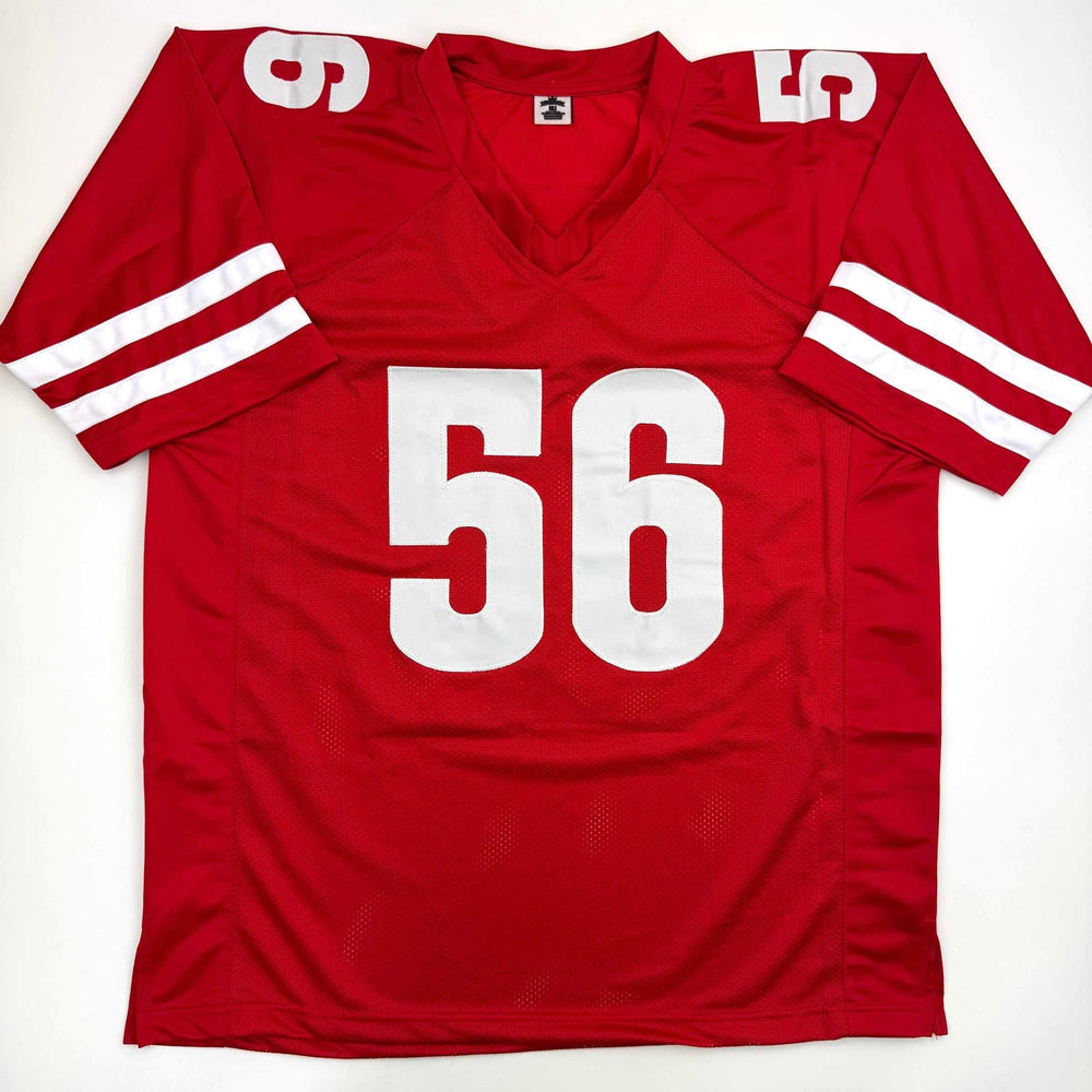 Autographed/Signed Zack Baun Wisconsin Red College Football Jersey JSA COA (ONLINE ORDER ONLY)