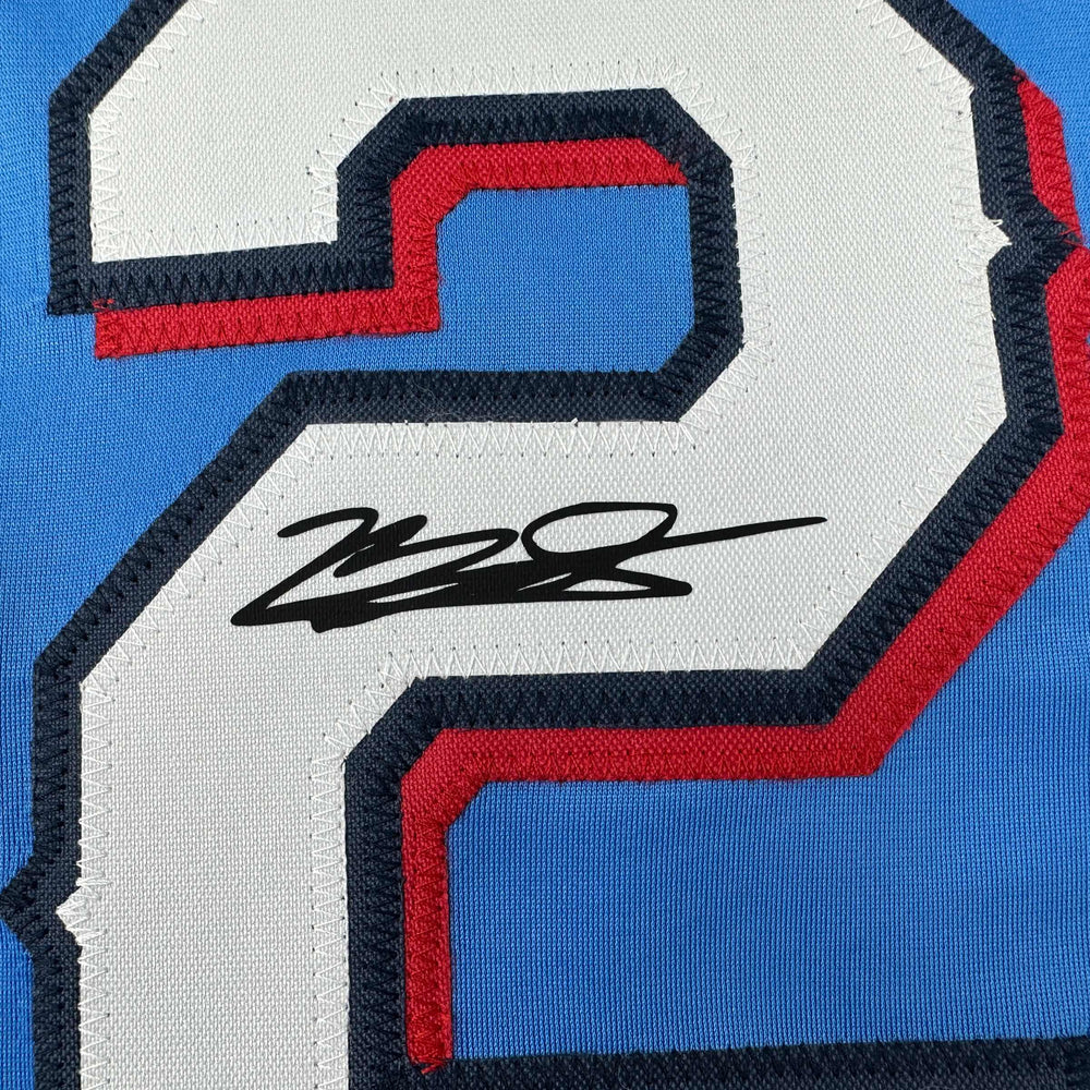 Facsimile Autographed Marcus Semien Texas Light Blue City Connect Reprint Laser Auto Baseball Jersey Size Men's XL (ONLINE ORDER ONLY)