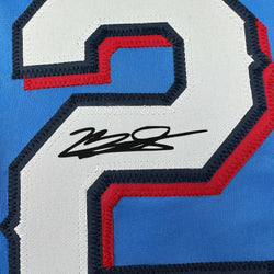 Facsimile Autographed Marcus Semien Texas Light Blue City Connect Reprint Laser Auto Baseball Jersey Size Men's XL (ONLINE ORDER ONLY)