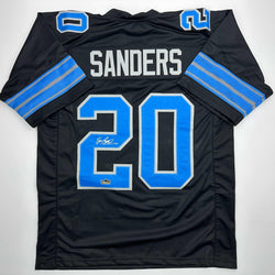 Facsimile Autographed Barry Sanders Detroit Black Reprint Laser Auto Football Jersey Size Men's XL (ONLINE ORDER ONLY)