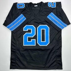 Facsimile Autographed Barry Sanders Detroit Black Reprint Laser Auto Football Jersey Size Men's XL (ONLINE ORDER ONLY)