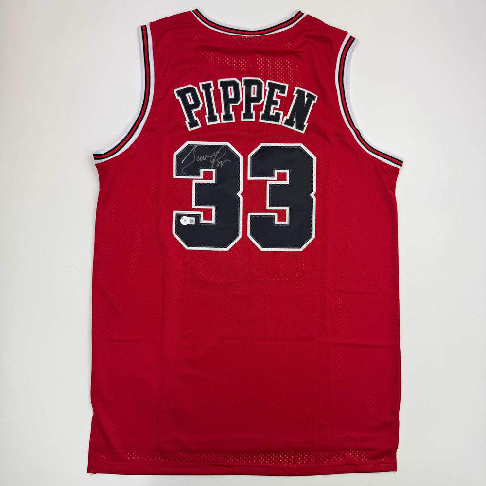 Autographed/Signed Scottie Pippen Chicago Red Basketball Jersey Beckett BSA COA (ONLINE ORDER ONLY)
