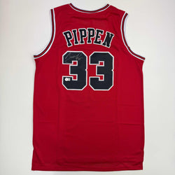 Autographed/Signed Scottie Pippen Chicago Red Basketball Jersey Beckett BSA COA (ONLINE ORDER ONLY)