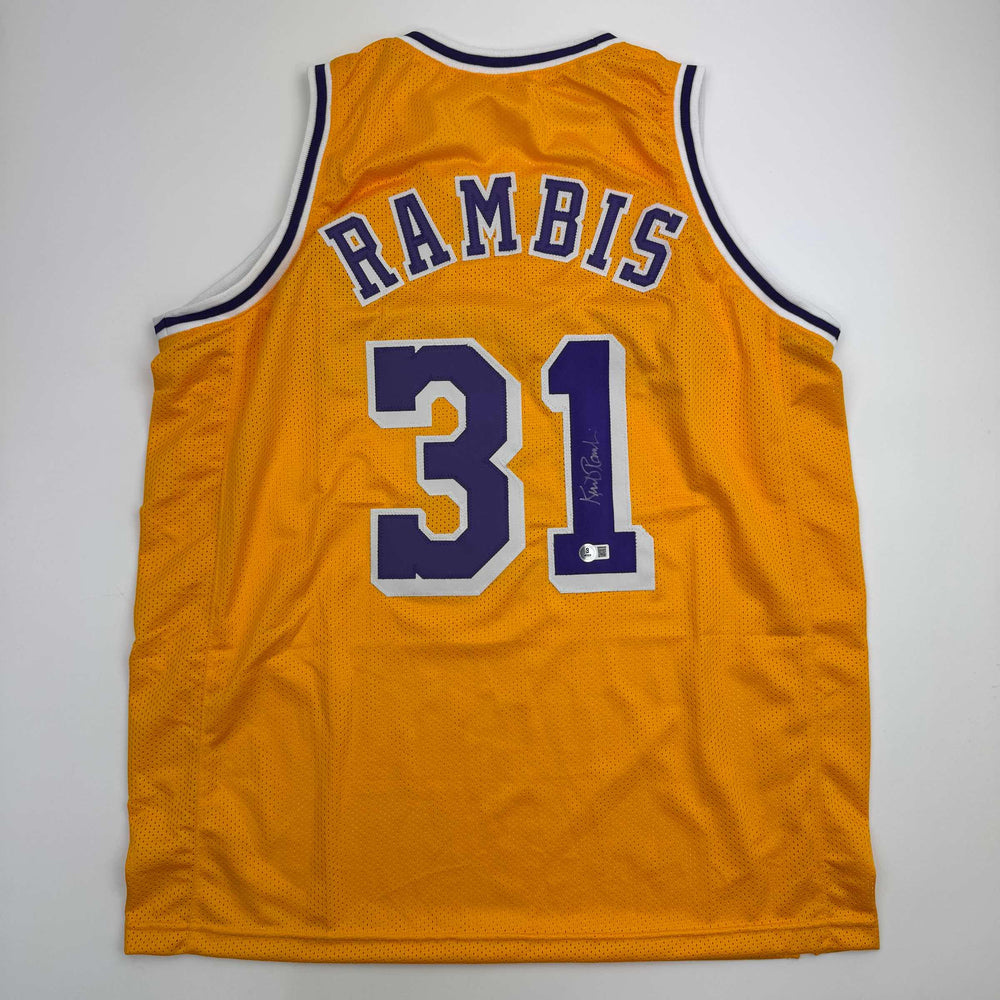 Autographed/Signed Kurt Rambis Los Angeles LA Yellow Basketball Jersey Beckett BAS COA (ONLINE ORDER ONLY)
