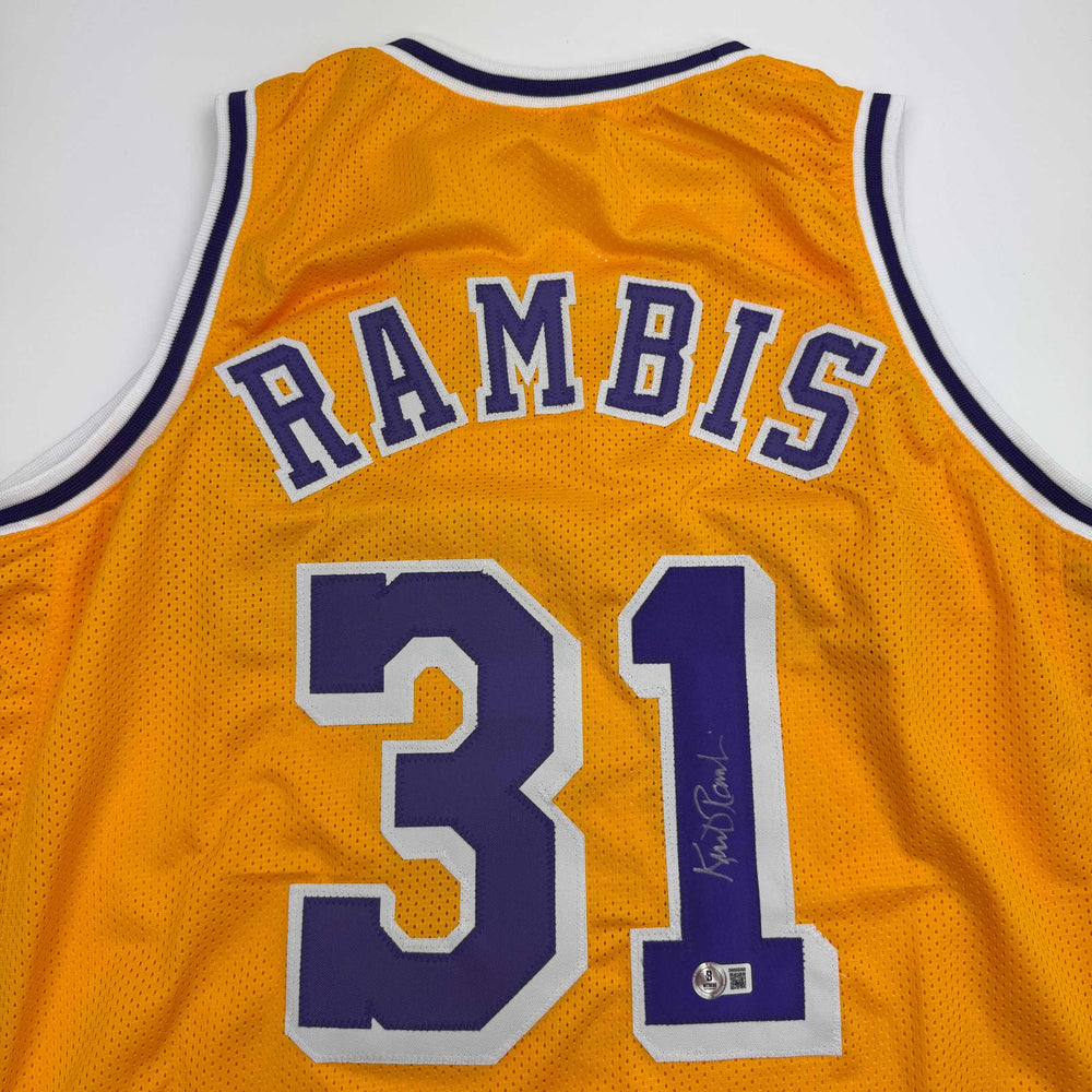Autographed/Signed Kurt Rambis Los Angeles LA Yellow Basketball Jersey Beckett BAS COA (ONLINE ORDER ONLY)
