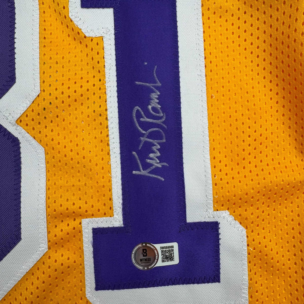 Autographed/Signed Kurt Rambis Los Angeles LA Yellow Basketball Jersey Beckett BAS COA (ONLINE ORDER ONLY)