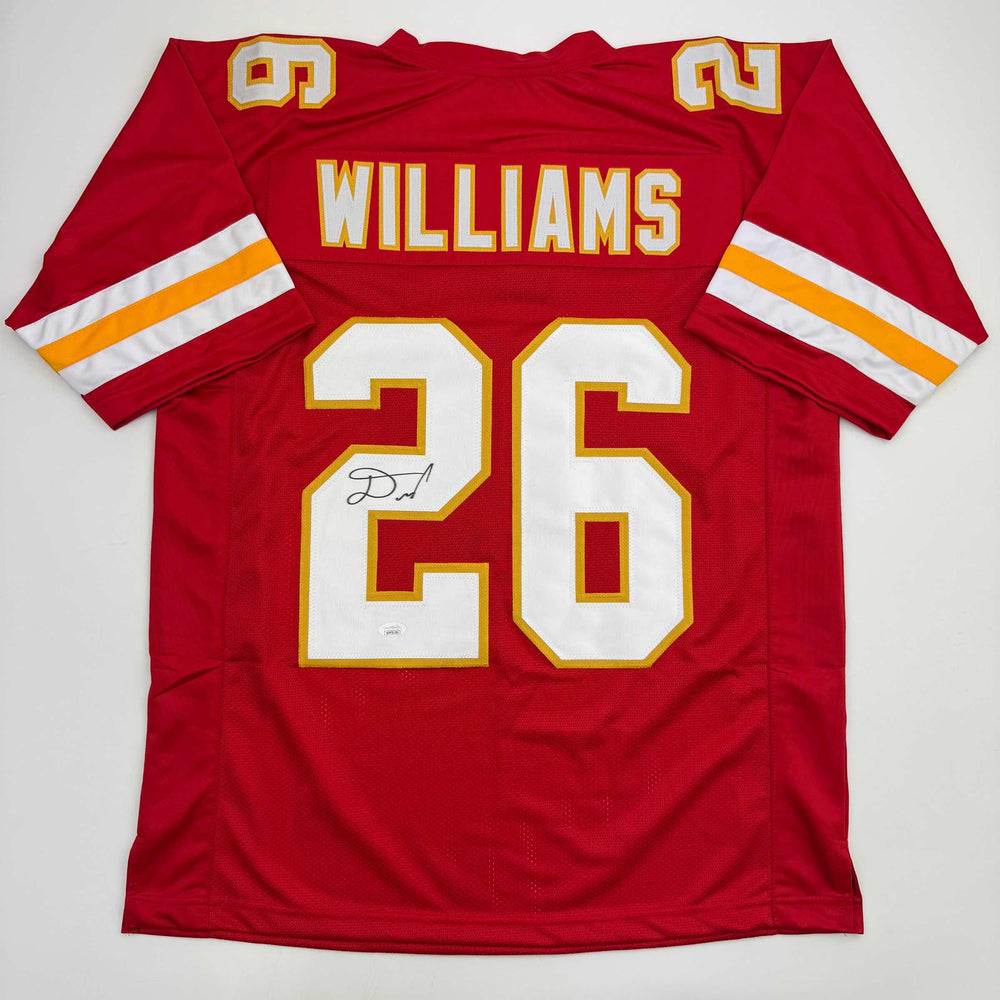 Autographed/Signed Damien Williams Kansas City Red Football Jersey JSA COA (ONLINE ORDER ONLY)