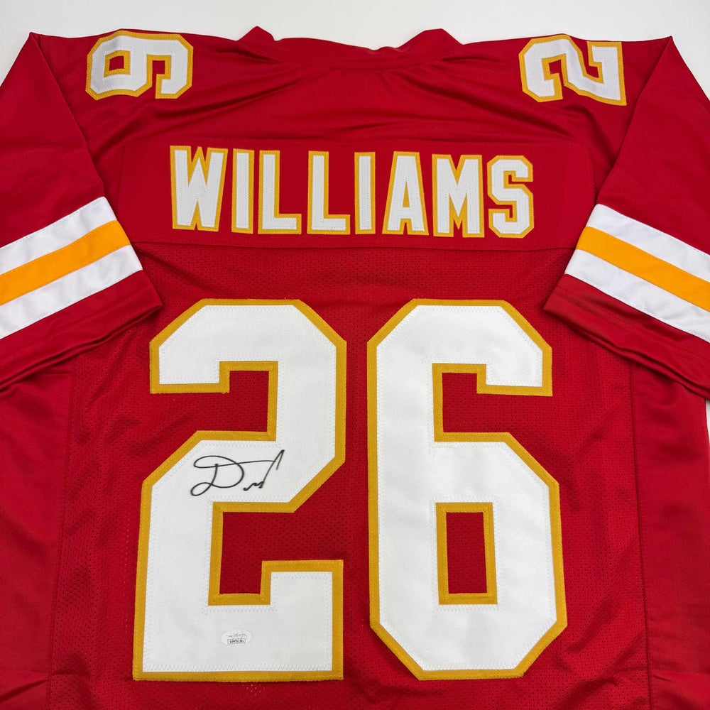 Autographed/Signed Damien Williams Kansas City Red Football Jersey JSA COA (ONLINE ORDER ONLY)