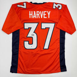 Autographed/Signed R.J RJ Harvey Denver Orange Football Jersey JAS COA (ONLINE ORDER ONLY)