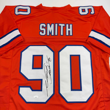 Autographed/Signed Neil Smith Denver Retro Orange Football Jersey JSA COA