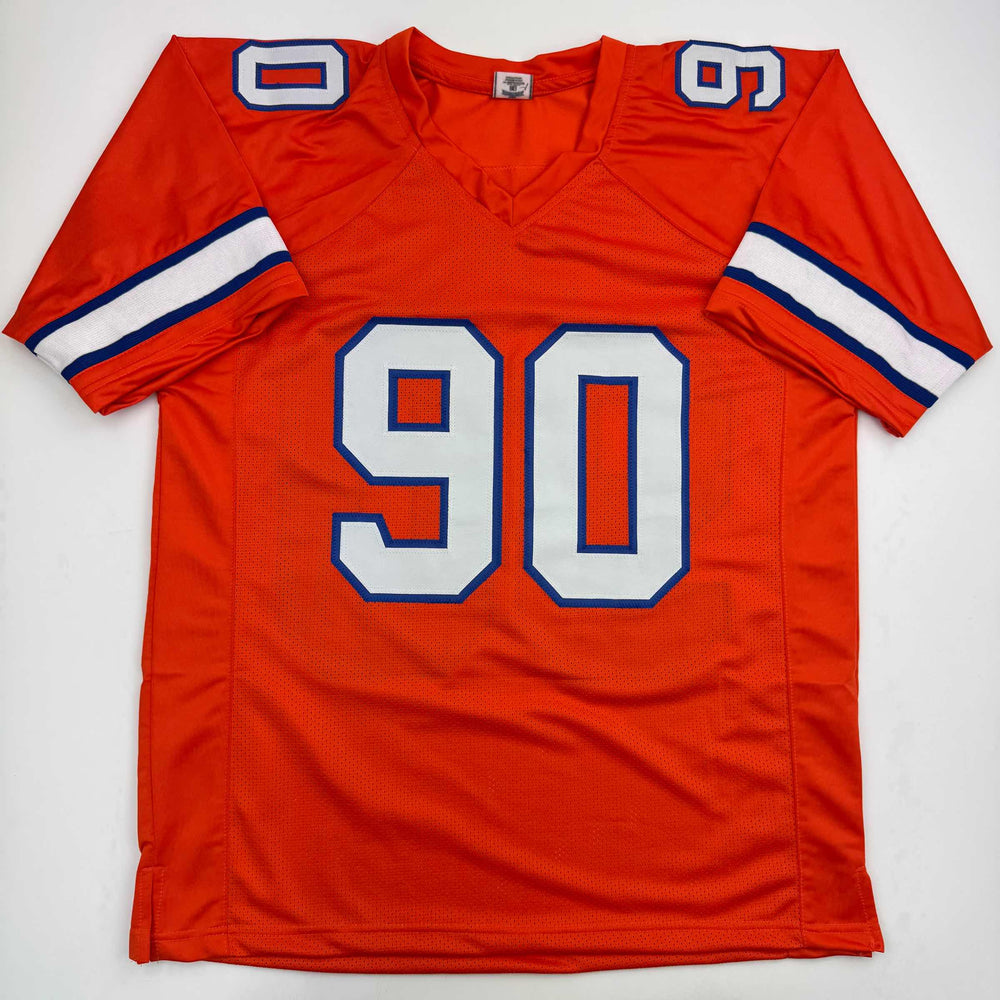 Autographed/Signed Neil Smith Denver Retro Orange Football Jersey JSA COA (ONLINE ORDER ONLY)
