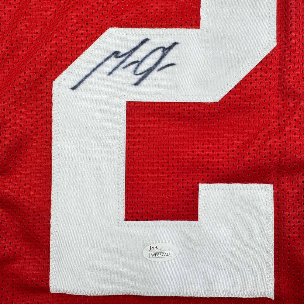 Autographed/Signed Melvin Gordon Wisconsin Red College Football Jersey JSA COA (ONLINE ORDER ONLY)