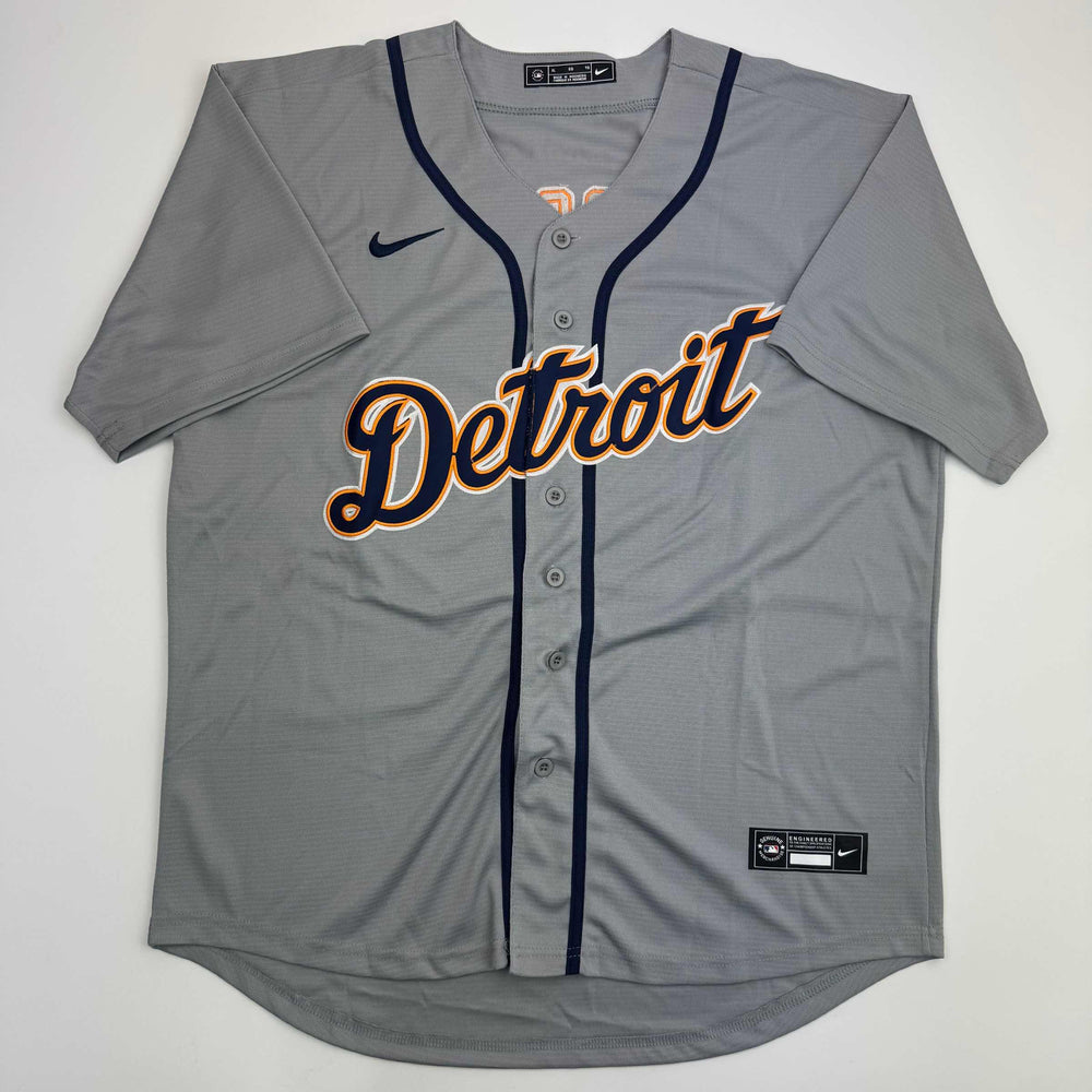 Autographed/Signed Kirk Gibson Detroit Tigers Grey Baseball Jersey Beckett BAS COA (ONLINE ORDER ONLY)