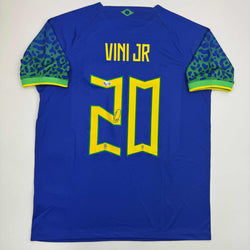 Autographed/Signed Vini Vinicius Jr. Brazil Blue Soccer Jersey Beckett BAS COA (ONLINE ORDER ONLY)