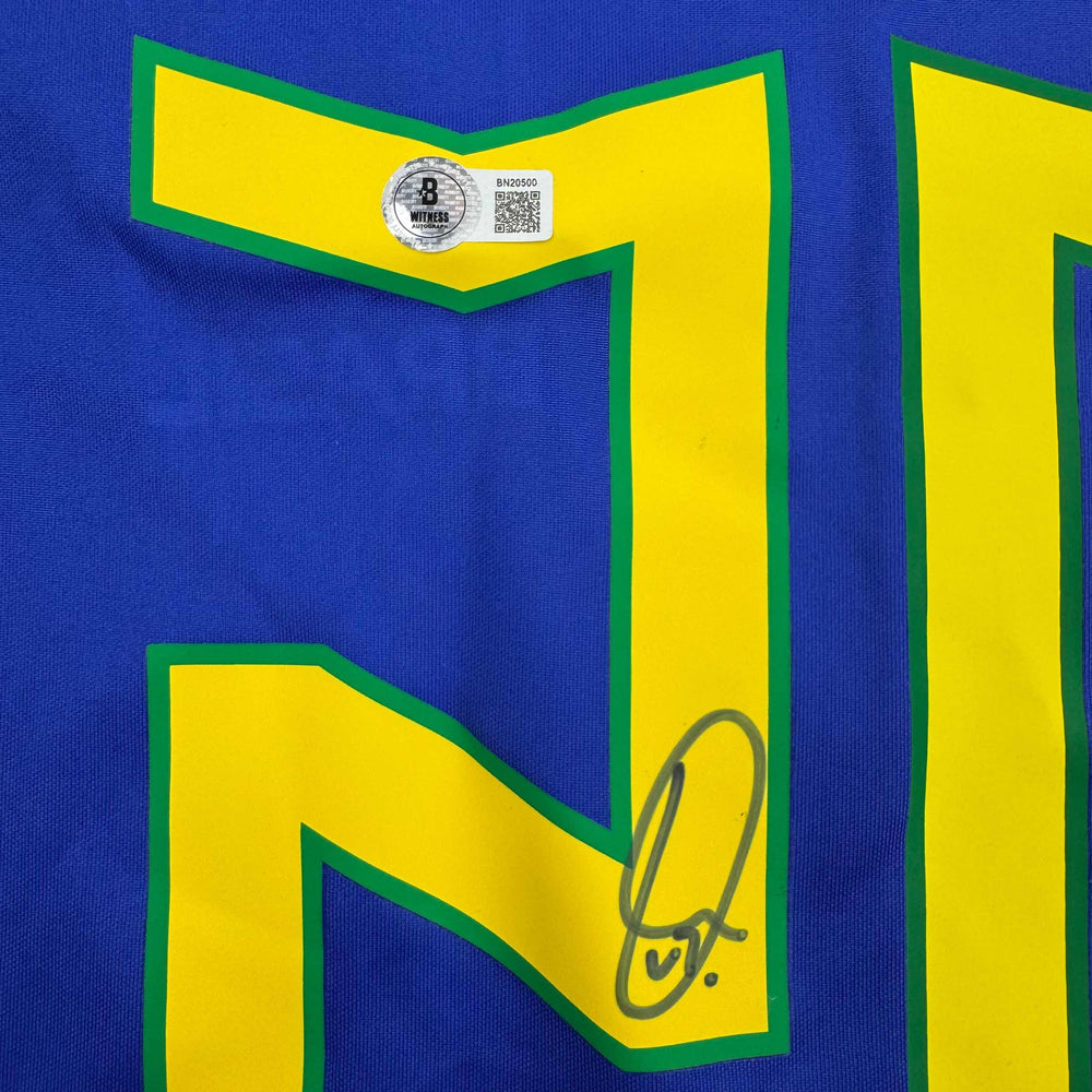 Autographed/Signed Vini Vinicius Jr. Brazil Blue Soccer Jersey Beckett BAS COA (ONLINE ORDER ONLY)