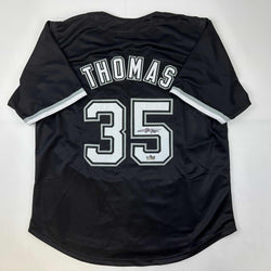 Facsimile Autographed Frank Thomas Chicago Black Reprint Laser Auto Baseball Jersey Size Men's XL (ONLINE ORDER ONLY)