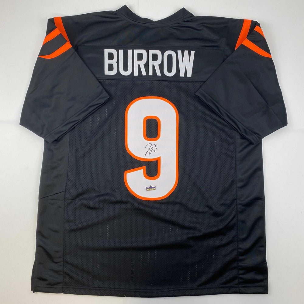 Facsimile Autographed Joe Burrow Cincinnati Black Reprint Laser Auto Football Jersey Size Men's XL (ONLINE ORDER ONLY)