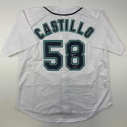 Facsimile Autographed Luis Castillo Seattle White Reprint Laser Auto Baseball Jersey Size Men's XL (ONLINE ORDER ONLY)