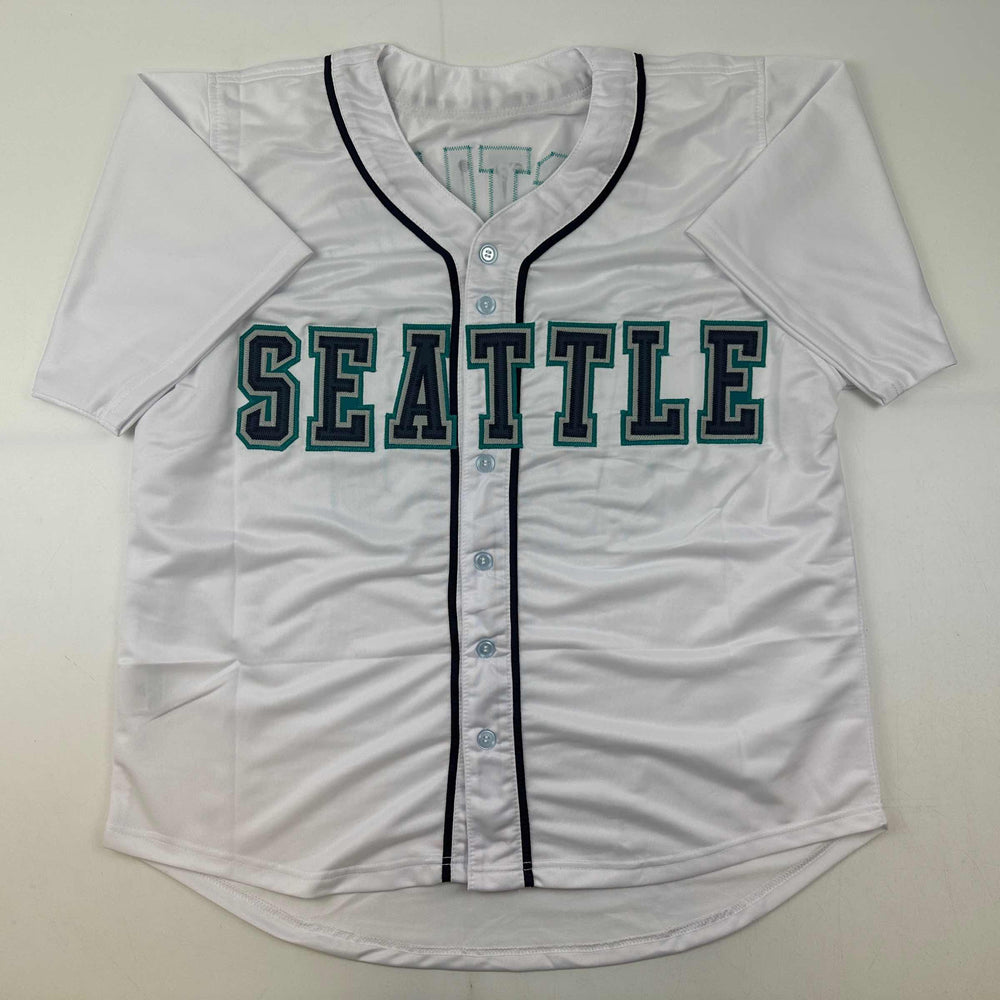 Facsimile Autographed Luis Castillo Seattle White Reprint Laser Auto Baseball Jersey Size Men's XL (ONLINE ORDER ONLY)