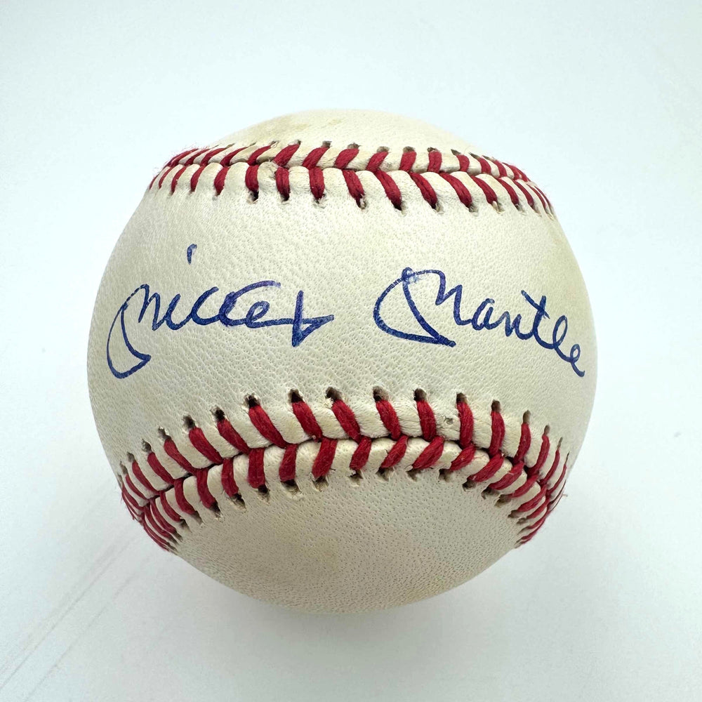 Autographed/Signed Mickey Mantle Rawlings Official American League ROA Sweet Spot Baseball JSA 9 Graded LOA (ONLINE ORDER ONLY)