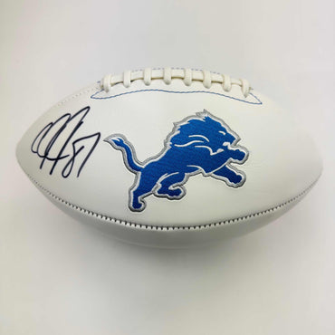 Autographed/Signed Calvin Johnson Detroit Lions Full Size F/S White Panel Logo Football Beckett COA (ONLINE ORDER ONLY)