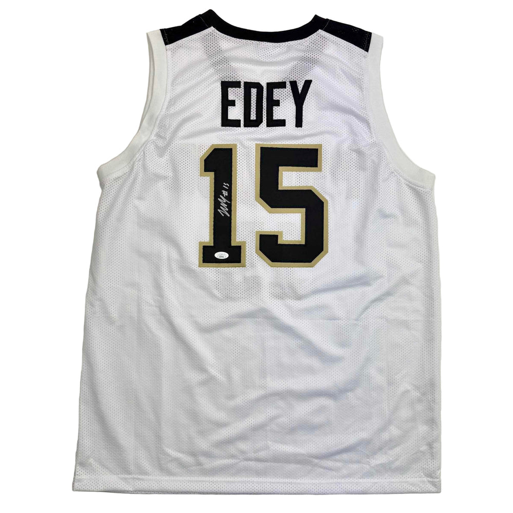 Autographed/Signed Zach Edey Purdue White College Basketball Jersey JSA COA (ONLINE ORDER ONLY)