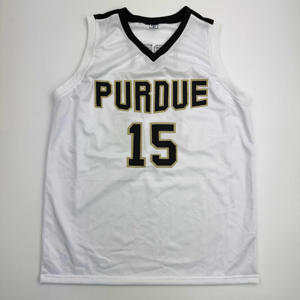 Autographed/Signed Zach Edey Purdue White College Basketball Jersey JSA COA (ONLINE ORDER ONLY)