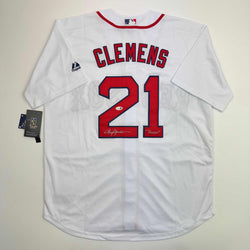 Autographed/Signed Roger Clemens "Rocket" Boston White Baseball Jersey JSA COA (ONLINE ORDER ONLY)