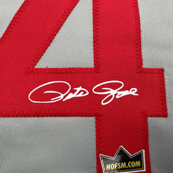 Facsimile Autographed Pete Rose Cincinnati Grey Reprint Laser Auto Baseball Jersey Size Men's XL (ONLINE ORDER ONLY)