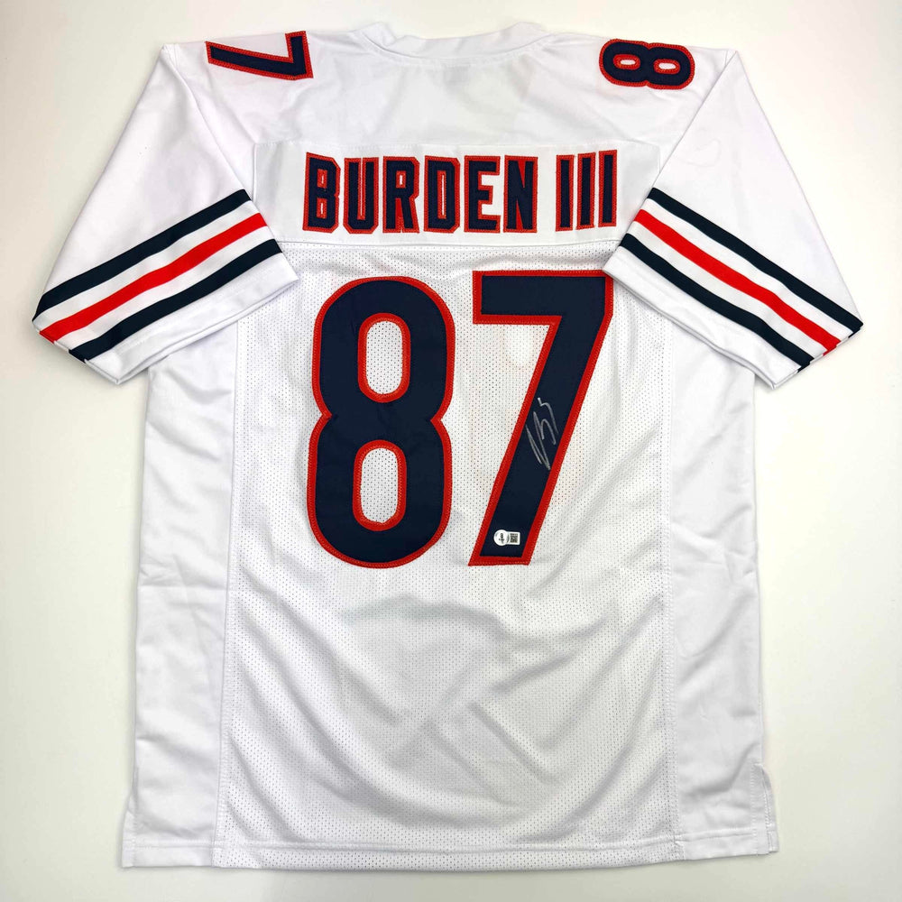 Autographed/Signed Luther Burden Chicago White Football Jersey Beckett BAS COA (ONLINE ORDER ONLY)