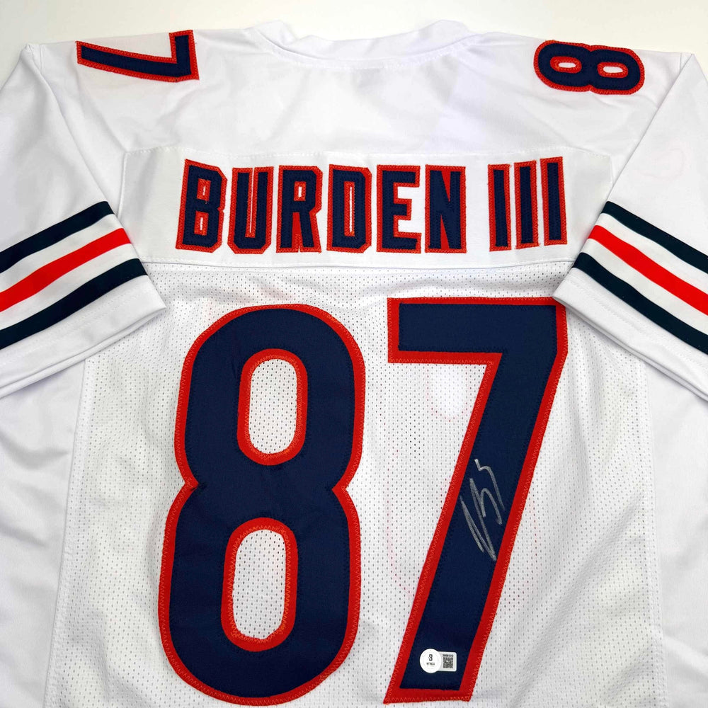 Autographed/Signed Luther Burden Chicago White Football Jersey Beckett BAS COA (ONLINE ORDER ONLY)