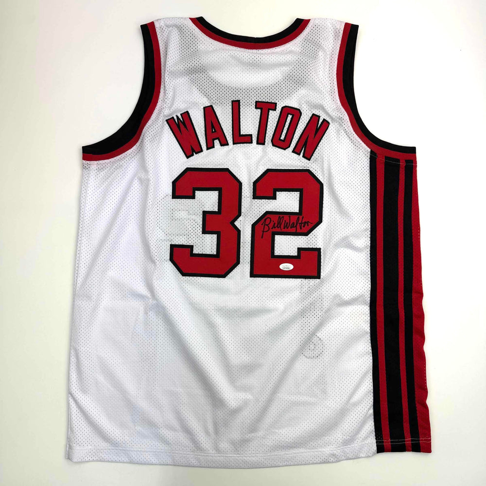 Autographed/Signed Bill Walton Portland White Basketball Jersey JSA COA (ONLINE ORDER ONLY)