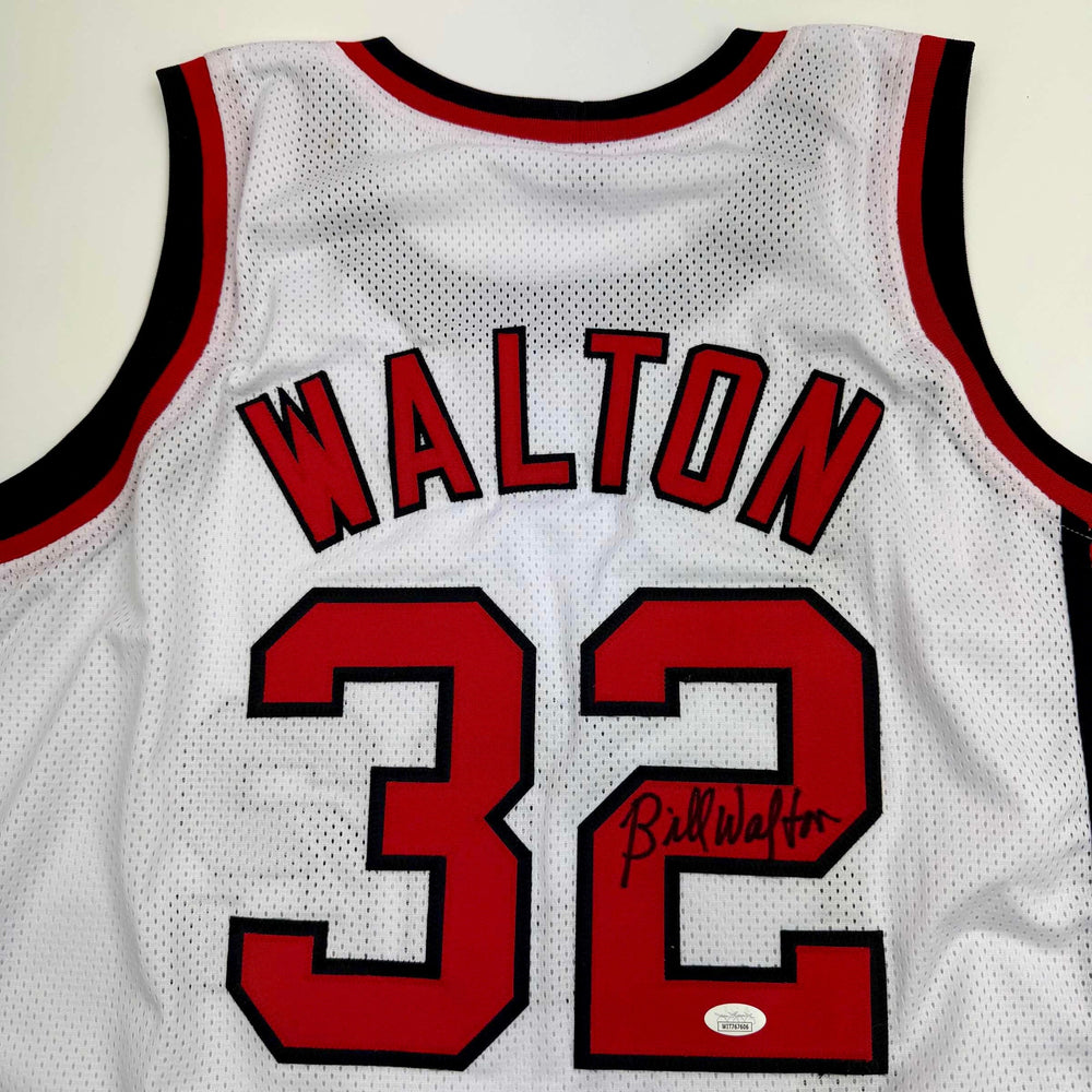 Autographed/Signed Bill Walton Portland White Basketball Jersey JSA COA (ONLINE ORDER ONLY)