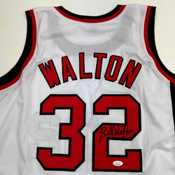 Autographed/Signed Bill Walton Portland White Basketball Jersey JSA COA (ONLINE ORDER ONLY)